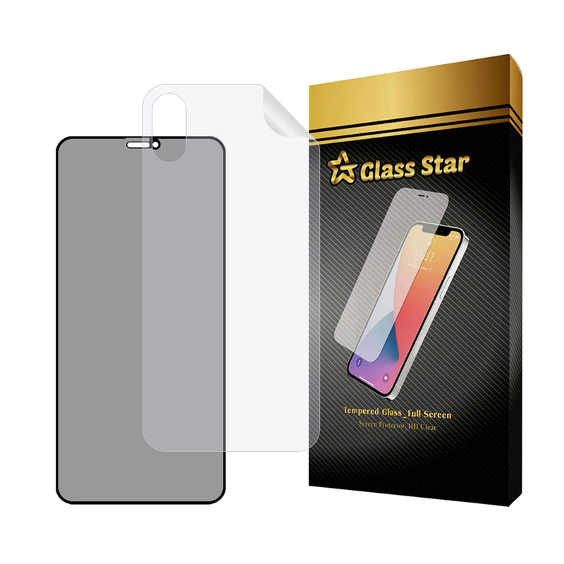 محافظ صفحه نمایش حریم شخصی گلس استار مدل FULLPRIVNANOS مناسب برای گوشی موبایل اپل iPhone X / iPhone XS به همراه محافظ پشت گوشی