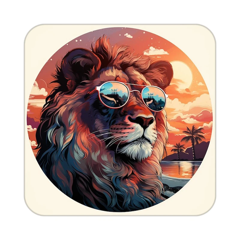 زیر لیوانی کاکتی طرح شیر مدل mp23330