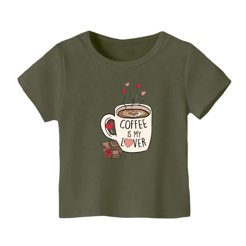 تی شرت آستین کوتاه بچگانه مدل فنجون قهوه