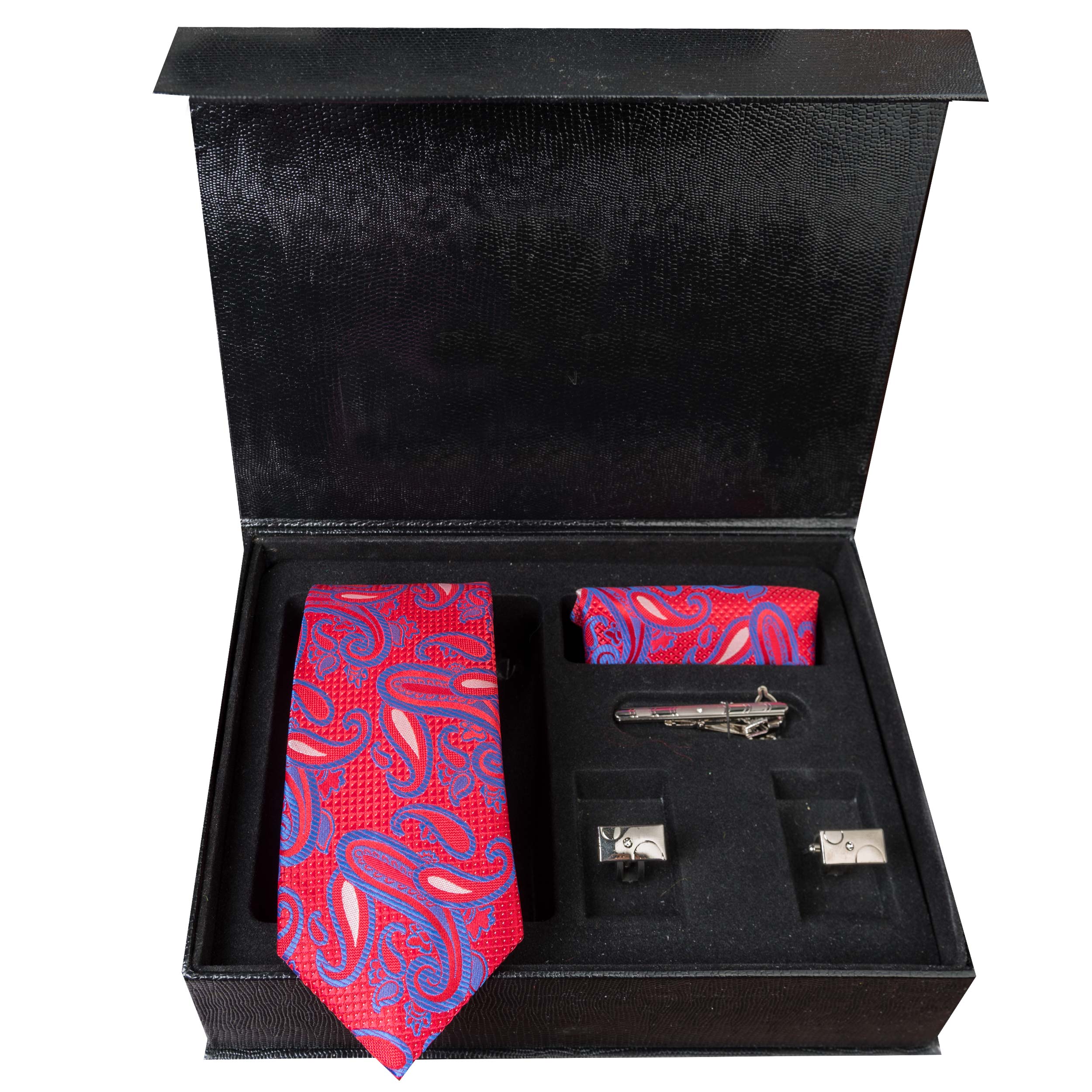 ست کراوات و دستمال جیب و دکمه سردست مردانه مدل GF-PA315-R