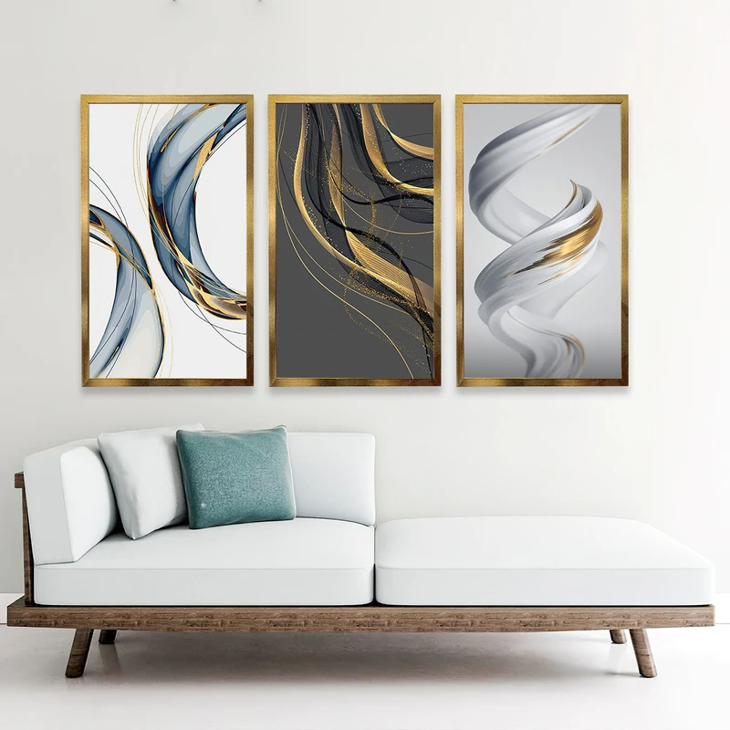 تابلو بکلیت طرح نقاشی مدرن مدل شاین اکلیلی T-632 مجموعه 3 عددی