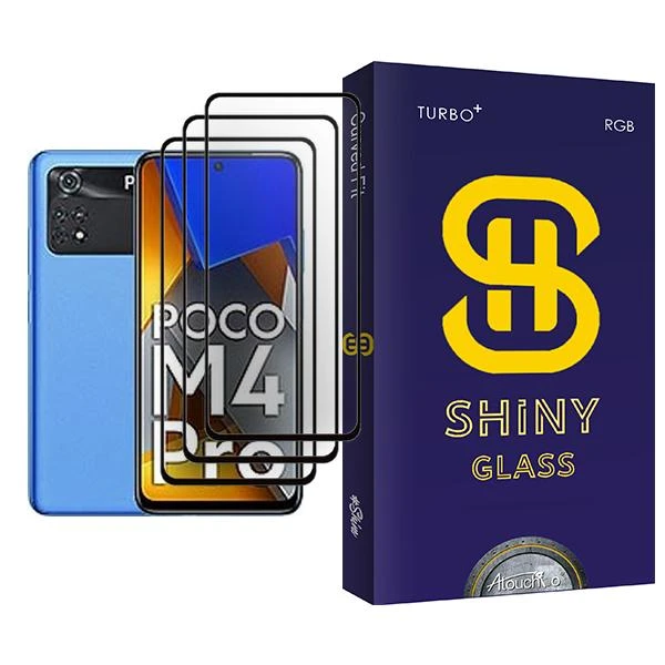 محافظ صفحه نمایش آتوچبو مدل Shiny Glass MIX003 مناسب برای گوشی موبایل شیائومی Poco M4 Pro بسته سه عددی