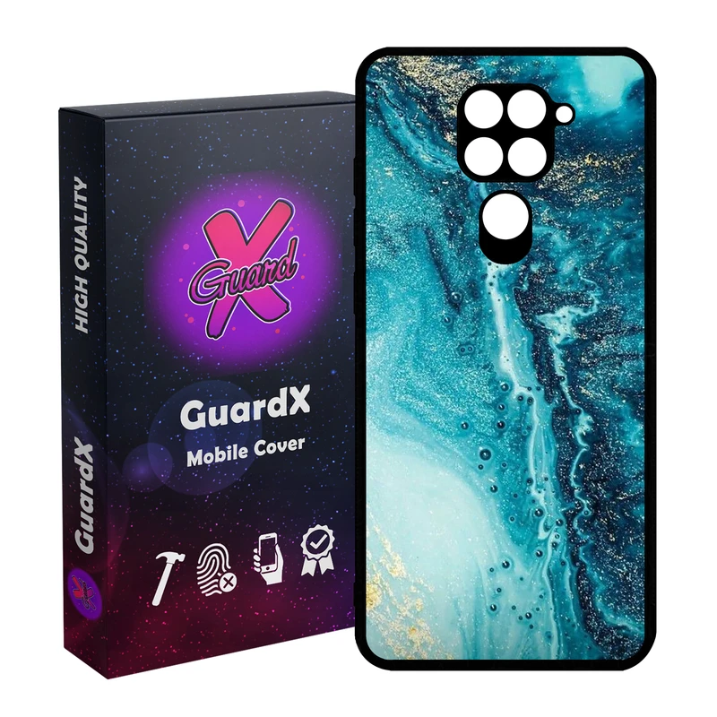 کاور گارد ایکس طرح آبی مدل Glass10402 مناسب برای گوشی موبایل شیائومی Redmi Note 9