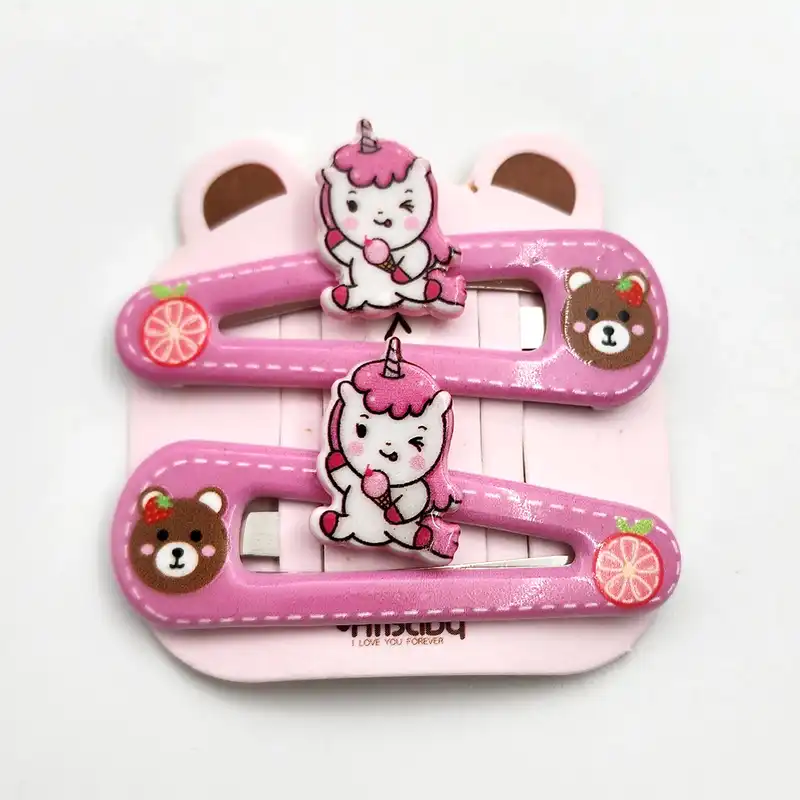 گیره مو دخترانه مدل یونیکورن کد SNG287-6 بسته 2 عددی