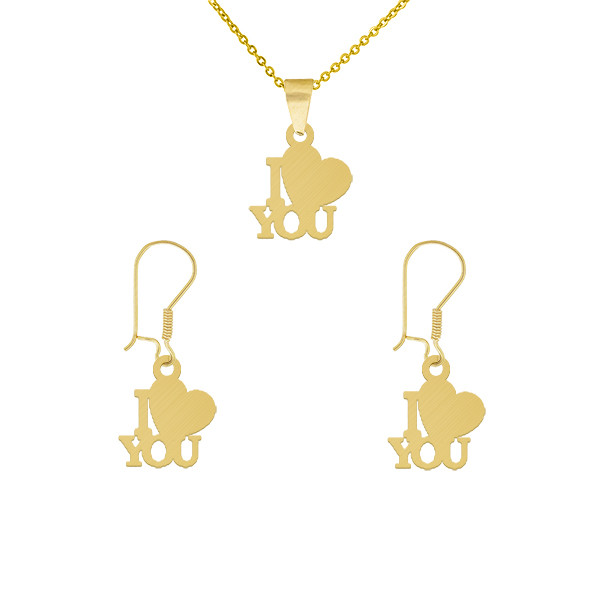 نیم ست طلا 18 عیار زنانه طلای کامک مدل IYOU