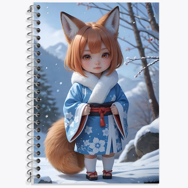 دفتر زبان 50 برگ خندالو مدل دو خط طرح دختر انیمه ای کد N3879