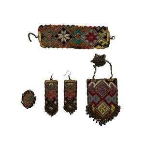 ست زیورآلات سوزن دوزی مدل بلوچ کد E42  مجموعه  5 عددی