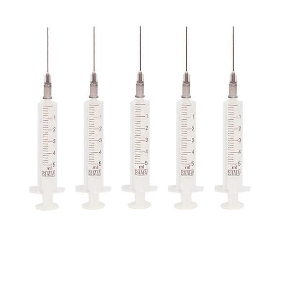 سرنگ 5 سی سی شفا مدل بدون پیستون مجموعه 5 عددی