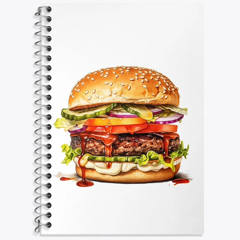 دفتر زبان 50 برگ خندالو مدل دو خط طرح فست فود (Fast Food) کد 36559