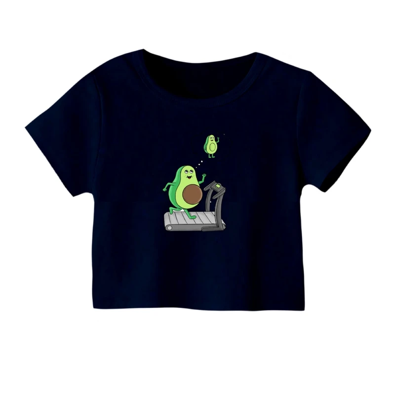 کراپ‌ تی‌شرت آستین کوتاه زنانه مدل آووکادو فیتنس