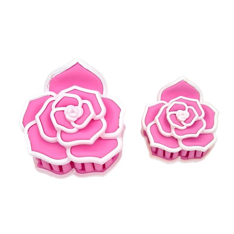 کلیپس مو دخترانه مدل گل رز شمعی بسته 2 عددی