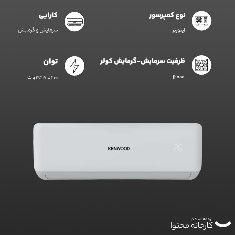 کولر گازی 12 هزار اینورتر کنوود مدل ACI 12