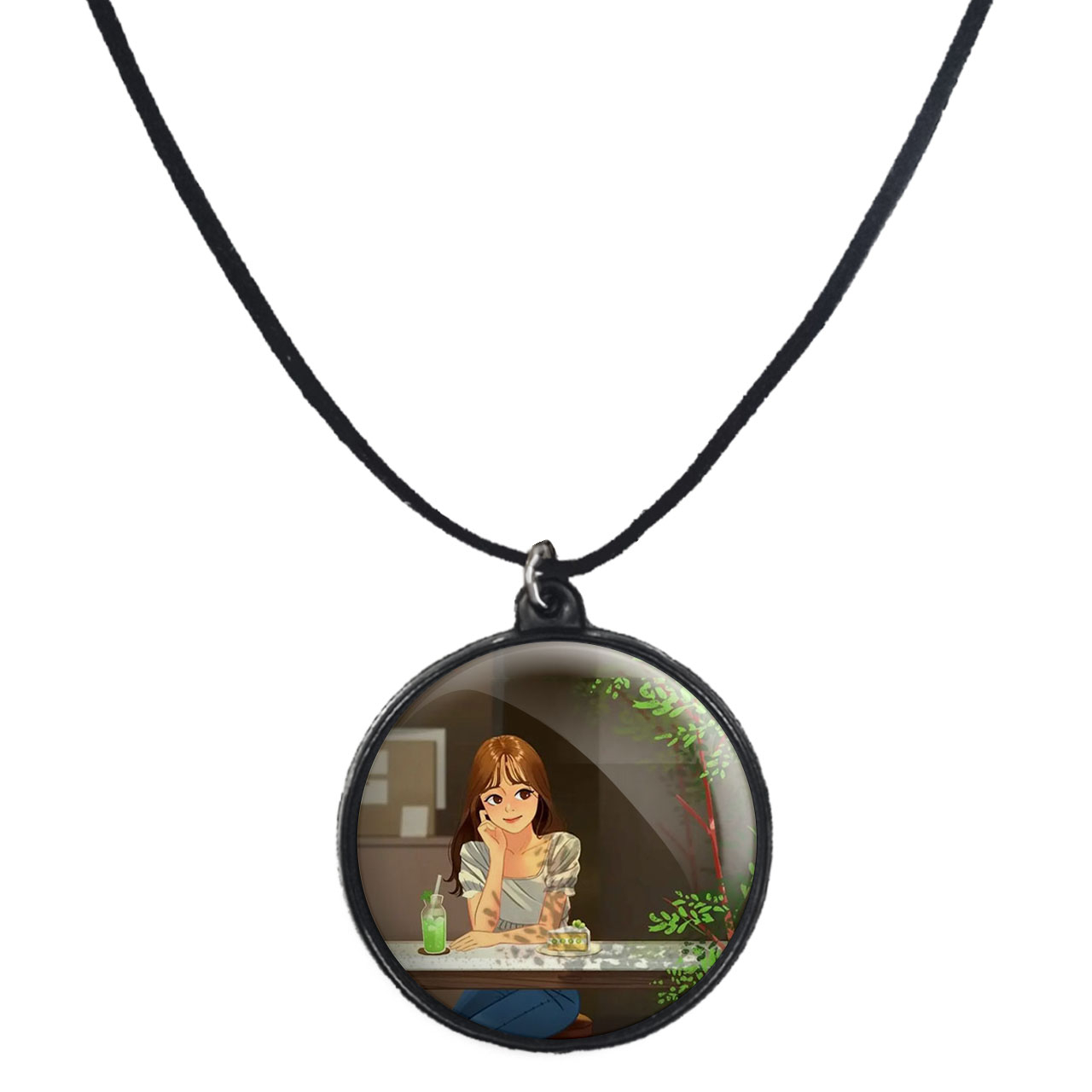 گردنبند پرمانه طرح دخترونه کد pmb.23398 مدل دو طرفه