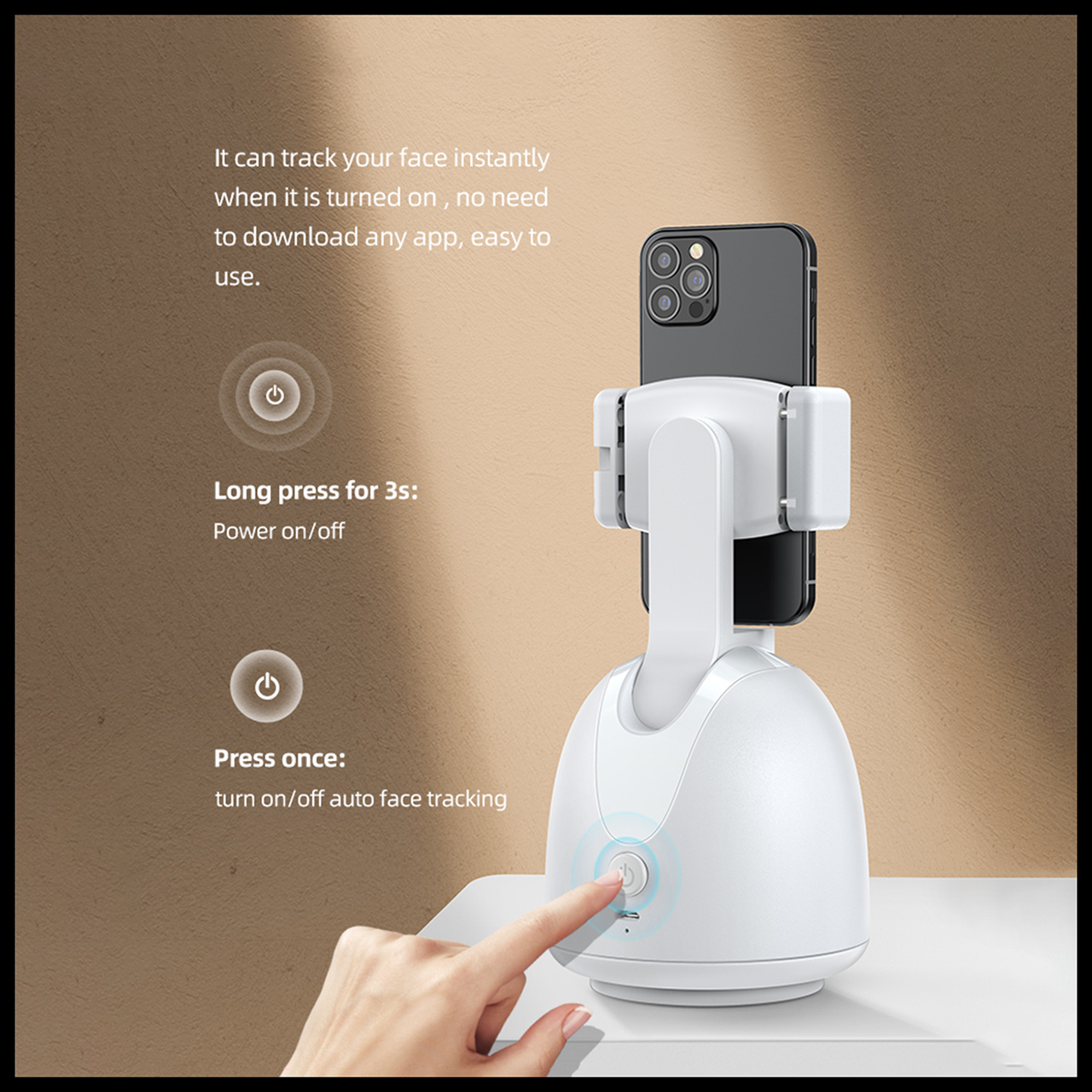 USAMS US-ZB239AIスマートロボットフェイストラッキング電話ホルダー USAMS US-ZB239AIスマートロボットフェイストラッキング電話ホルダー