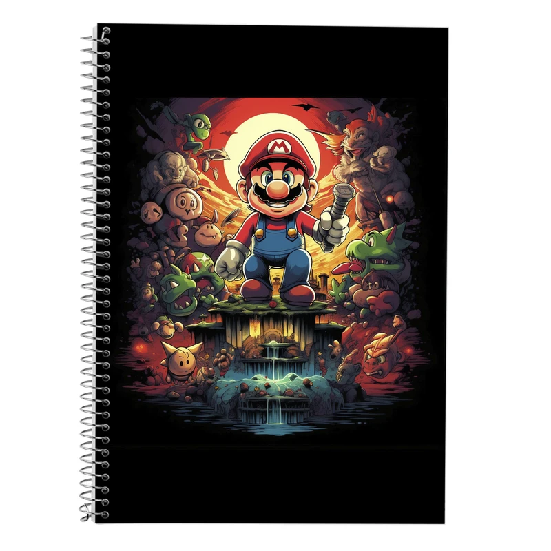 دفتر زبان 50 برگ مدوپد مدل دوخط طرح سوپرماریو super mario کد DF2809