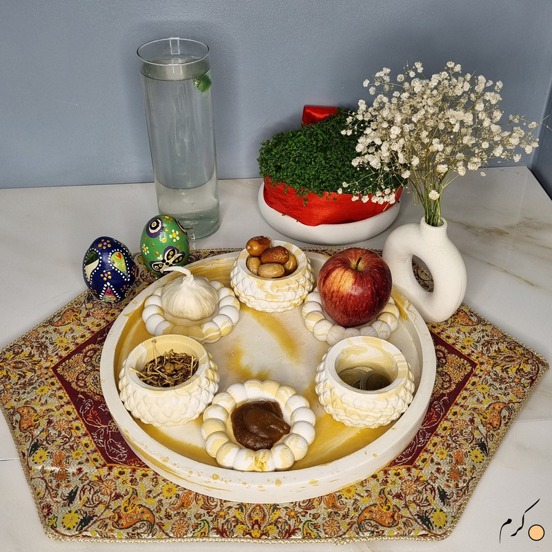 مجموعه ظروف هفت سین 8 پارچه طرح سنگ مدل هلنا