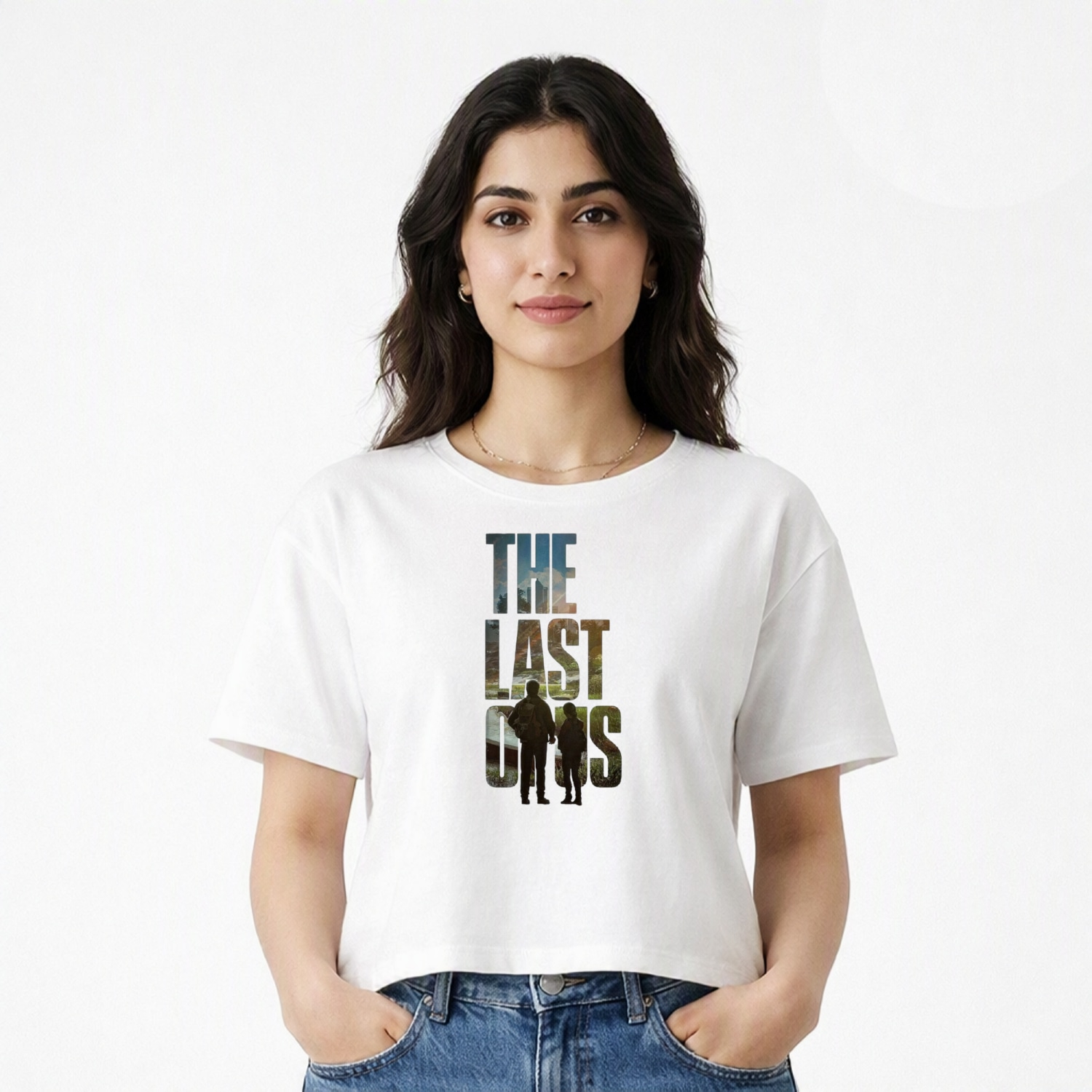 کراپ تی شرت آستین کوتاه زنانه طرح LAST OF US  کد v1