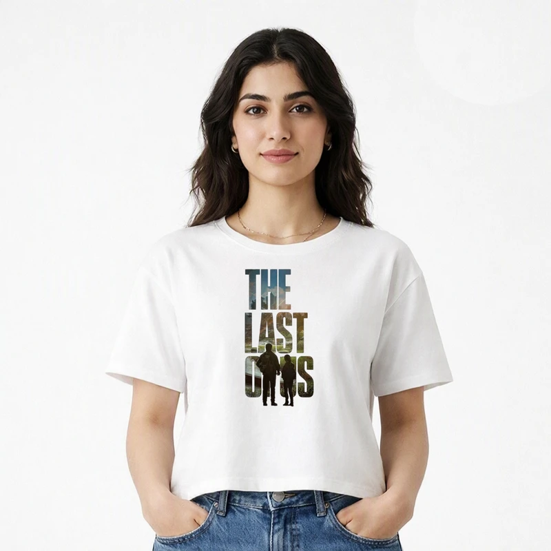کراپ تی شرت آستین کوتاه زنانه طرح LAST OF US  کد v1