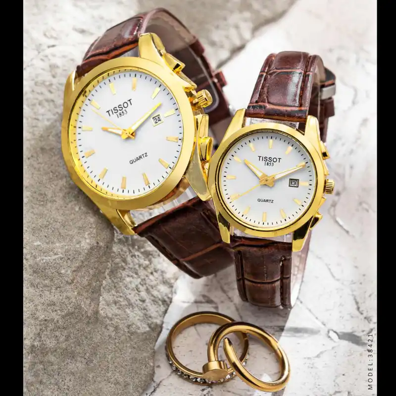 ست ساعت مچی عقربه ای زنانه و مردانه مدل تقویم دار 01