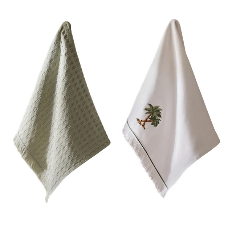 ست حوله و دستمال رطوبت گیر آشپزخانه مادام کوکو مدل Palmier مجموعه دو عددی