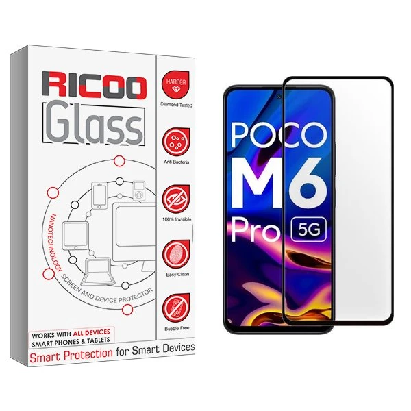 محافظ صفحه نمایش شیشه ای ریکو مدل RiC2 مناسب برای گوشی موبایل شیائومی Poco M6 Pro
