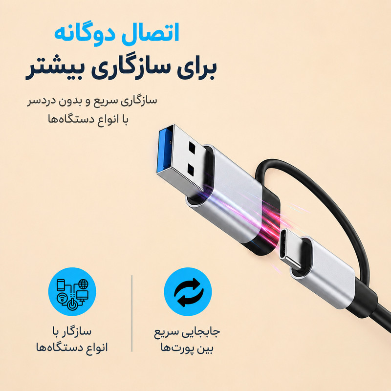 هاب 8 پورت USB/USB-C سیپولار مدل USB/Type-C to Audio