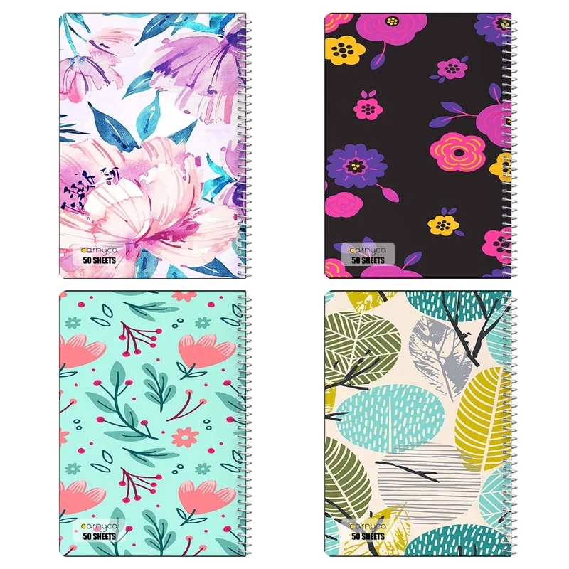 دفتر نقاشي 50 برگ کارنيکا طرح پترن گل‌دار Floral Pattern کد 98287 مجموعه 4 عددی