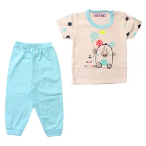 ست تی شرت و شلوار نوزادی مدل خرس بادکنکی رنگ آبی