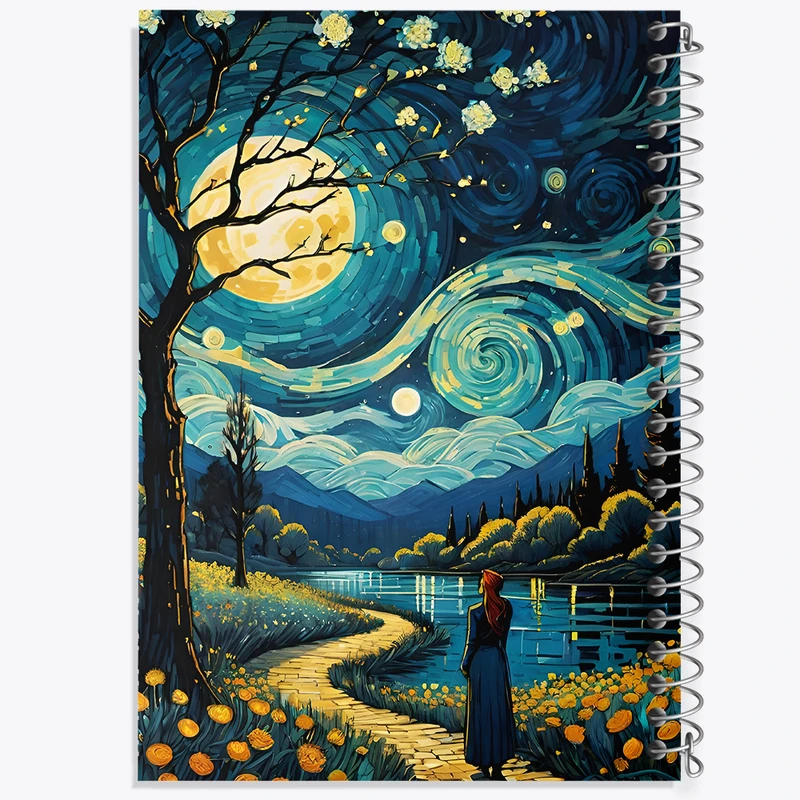 دفتر ژورنال نویسی 50 برگ خندالو مدل نقطه ای طرح شب پر ستاره کد F5093