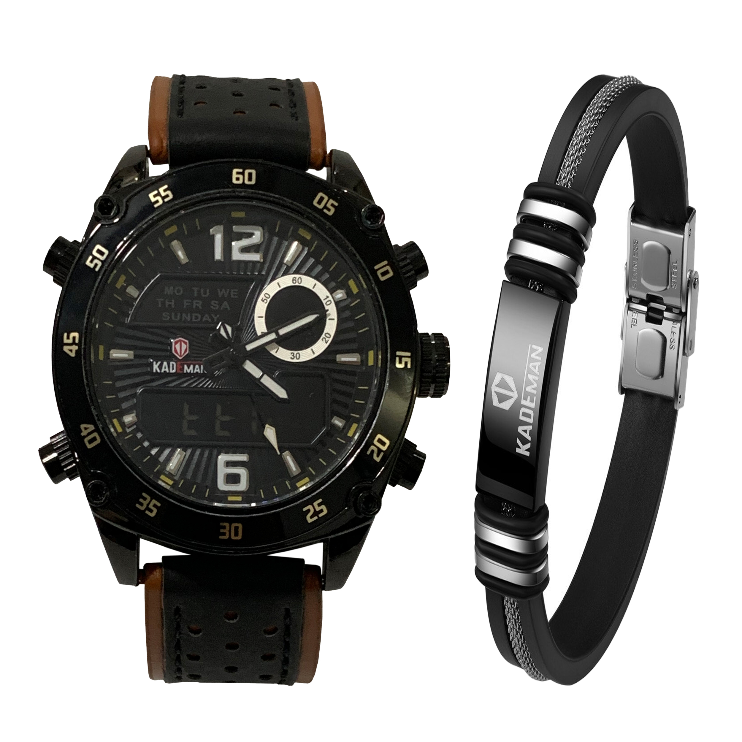 ست ساعت مچی دیجیتال و دستبند مردانه کیدمن مدل K820