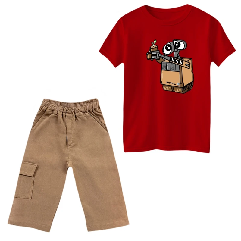 ست تی‌شرت و شلوارک پسرانه مدل والی و گلدان