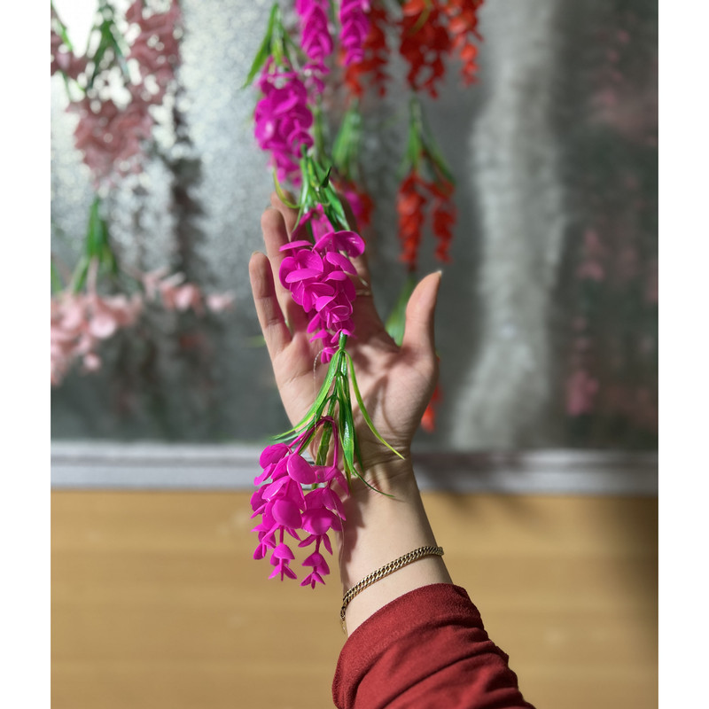 گل مصنوعی آویز تره و اکالیپتوس، مناسب فضای باز و گیاهان آپارتمانی، نصب رومیزی، دیواری و ایستاده، ابعاد 4×8×80 سانتی‌متر، وزن 100 گرم