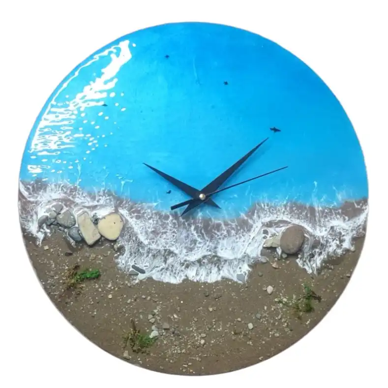 ساعت دیواری رزینی طرح دریا و ساحل