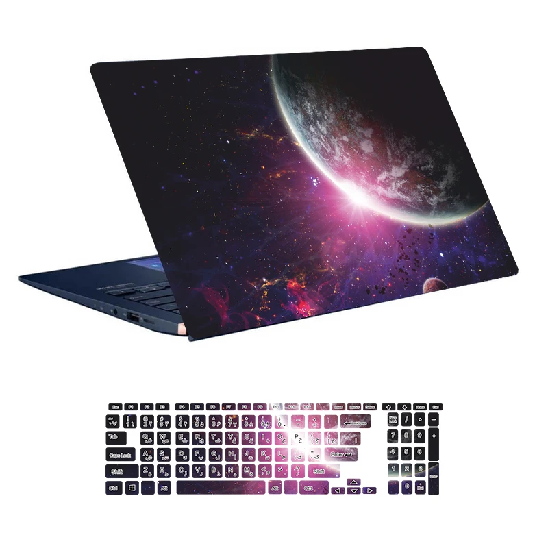 استیکر لپ تاپ توییجین و موییجین طرح Space کد 146 مناسب برای لپ تاپ 15.6 اینچ به همراه برچسب حروف فارسی کیبورد 