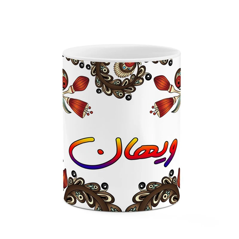 ماگ کاکتی مدل اسم ویهان طرح سنتی گل و بته کد mgh48432