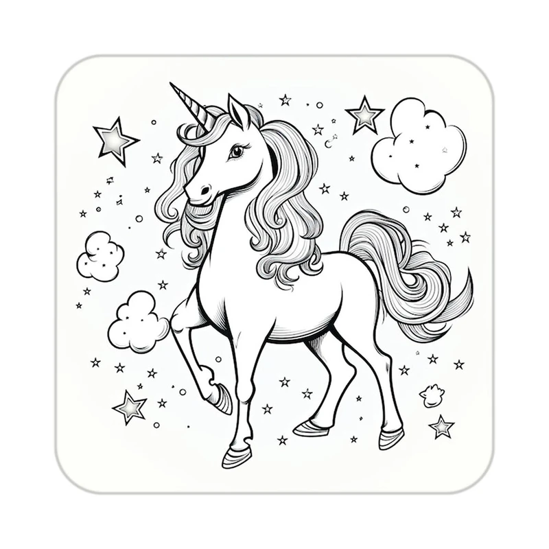 زیر لیوانی کاکتی طرح اسب تک شاخ و یونیکورن مدل mp32543