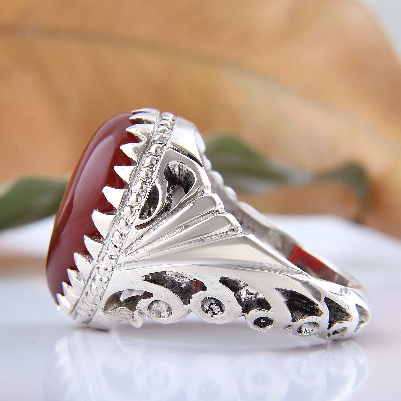 انگشتر نقره مردانه مدل رکاب اره کاری دست ساز کد AM_04588 -  - 7