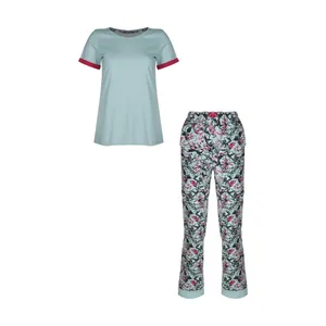 ست تی شرت آستین کوتاه و شلوار زنانه ناربن مدل 1521709-3272 رنگ سبز روشن