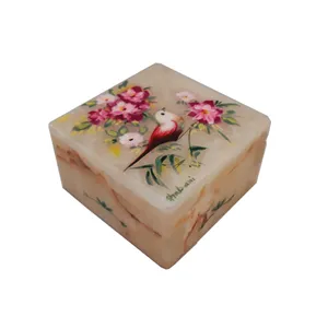 جعبه سنگ مرمر طرح گل و مرغ مدل EG0049