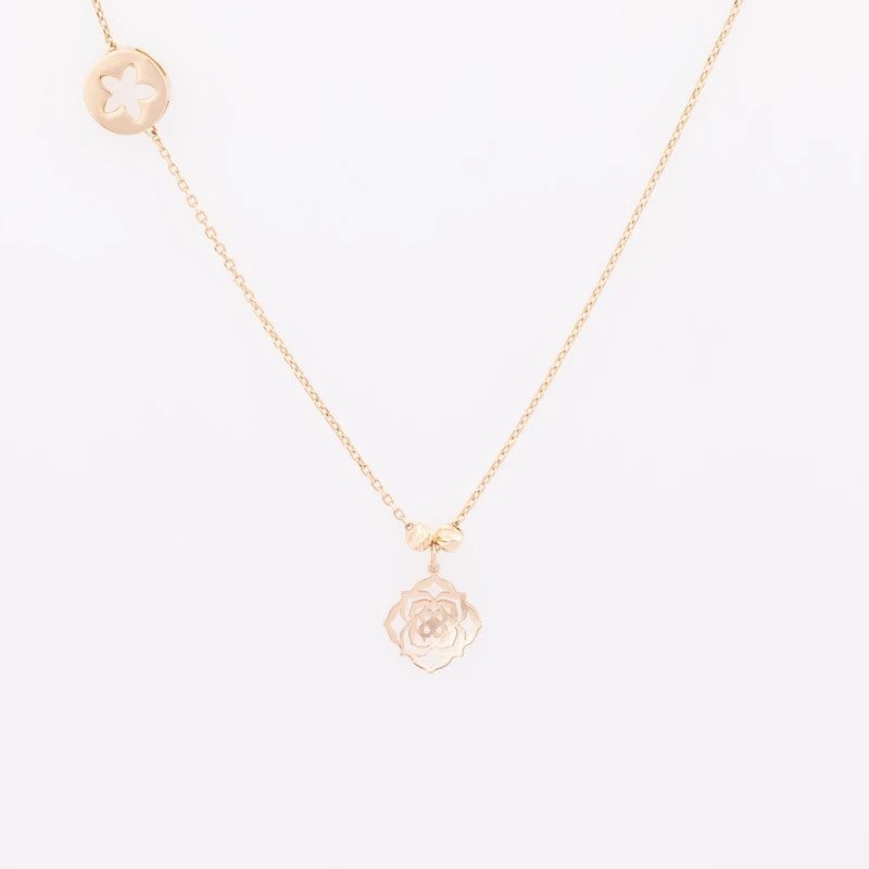 گردنبند طلا 18 عیار زنانه رضا گلد مدل گل رز