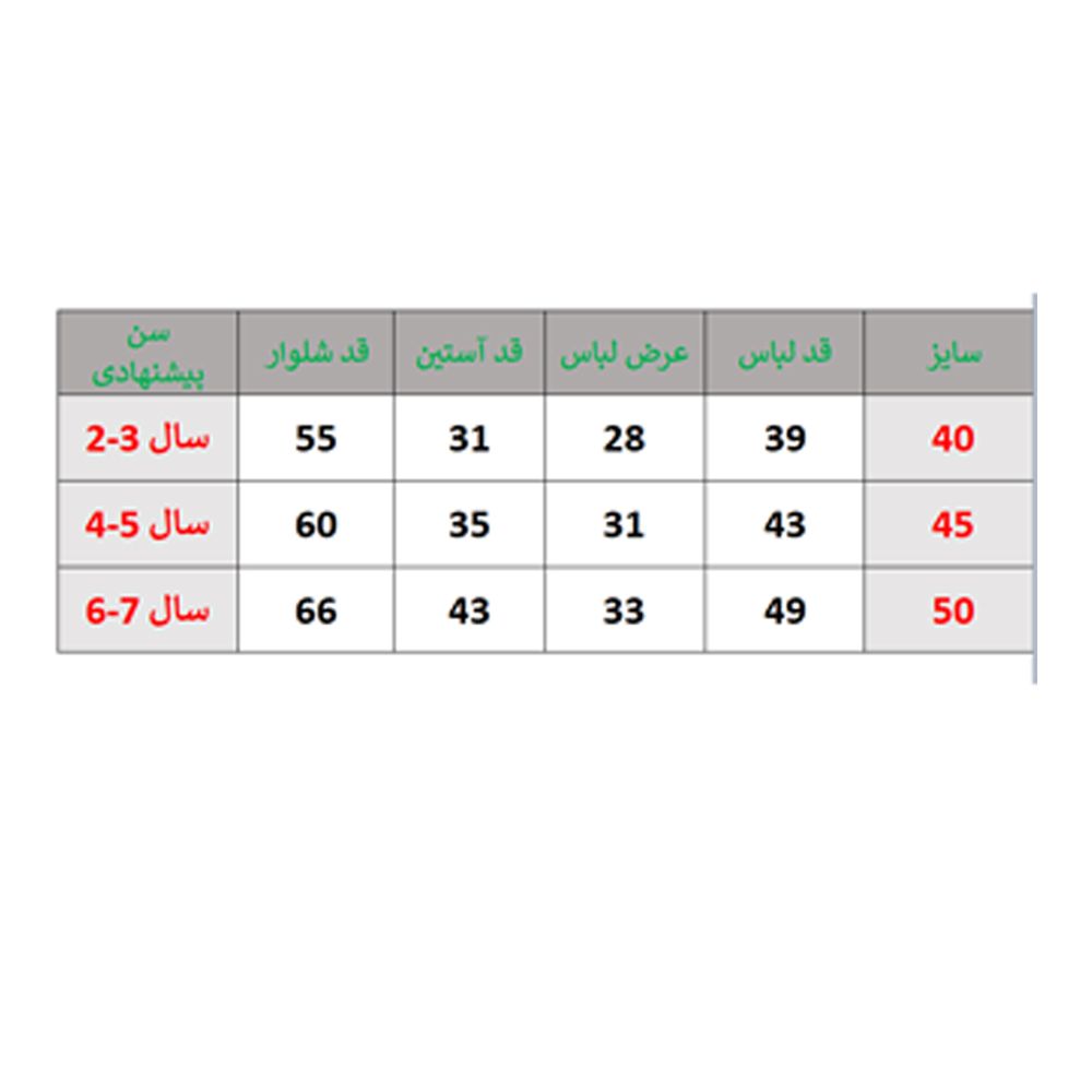 ست تی شرت و شلوار بچگانه مدل یلدا کد C-14 -  - 3
