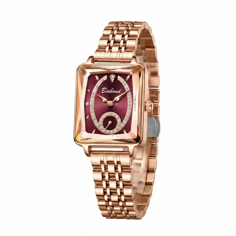 ساعت مچی عقربه‌ای کوارتز زنانه بین باند مدل اسپرت کلاسیک بند استیل زیر ثانیه قفل مخفی کد 002