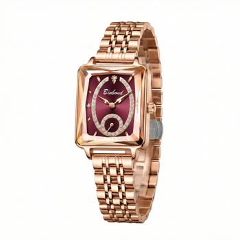 ساعت مچی عقربهای کوارتز زنانه بین باند مدل اسپرت کلاسیک بند استیل زیر ثانیه قفل مخفی کد 002