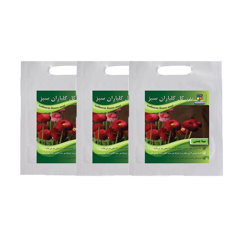 مجموعه بذر گل مینا چمنی گلباران سبز بسته 3 عددی