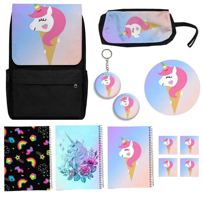 بسته لوازم تحریر طرح یونیکورن تک شاخ مدل Unicorn کد A2 مجموعه 12 عددی