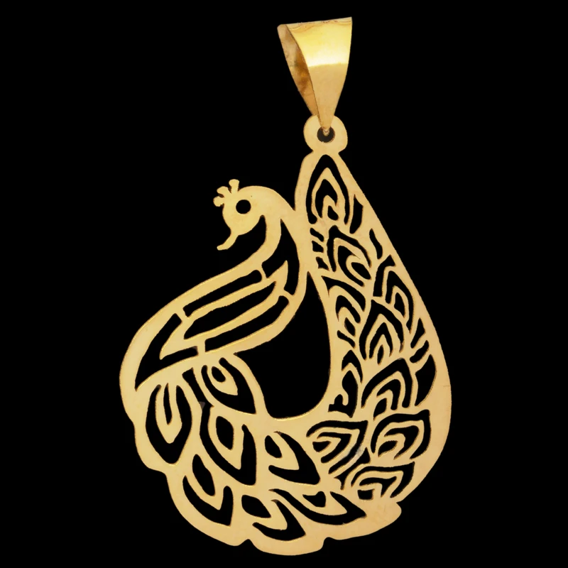 آویز گردنبند طلا 18 عیار زنانه طلای مستجابی طرح طاووس کد T1433