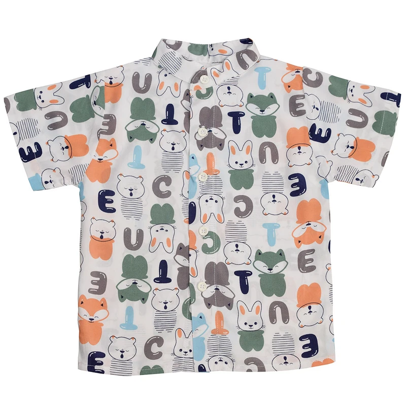 پیراهن پسرانه دلنار گالری مدل هاوایی حیوانات و حروف