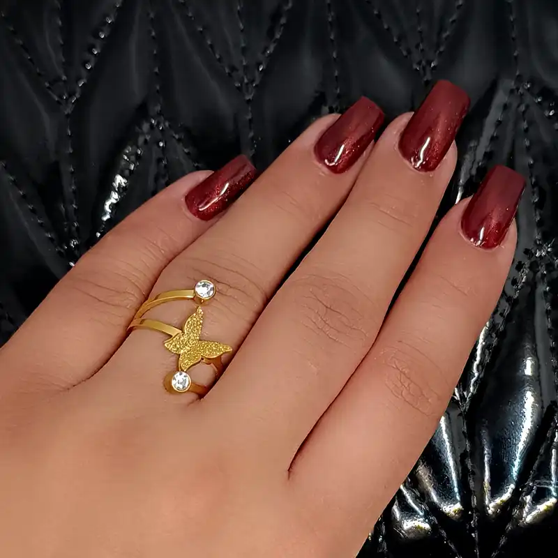 انگشتر زنانه طرح نگین و پروانه کد 1669