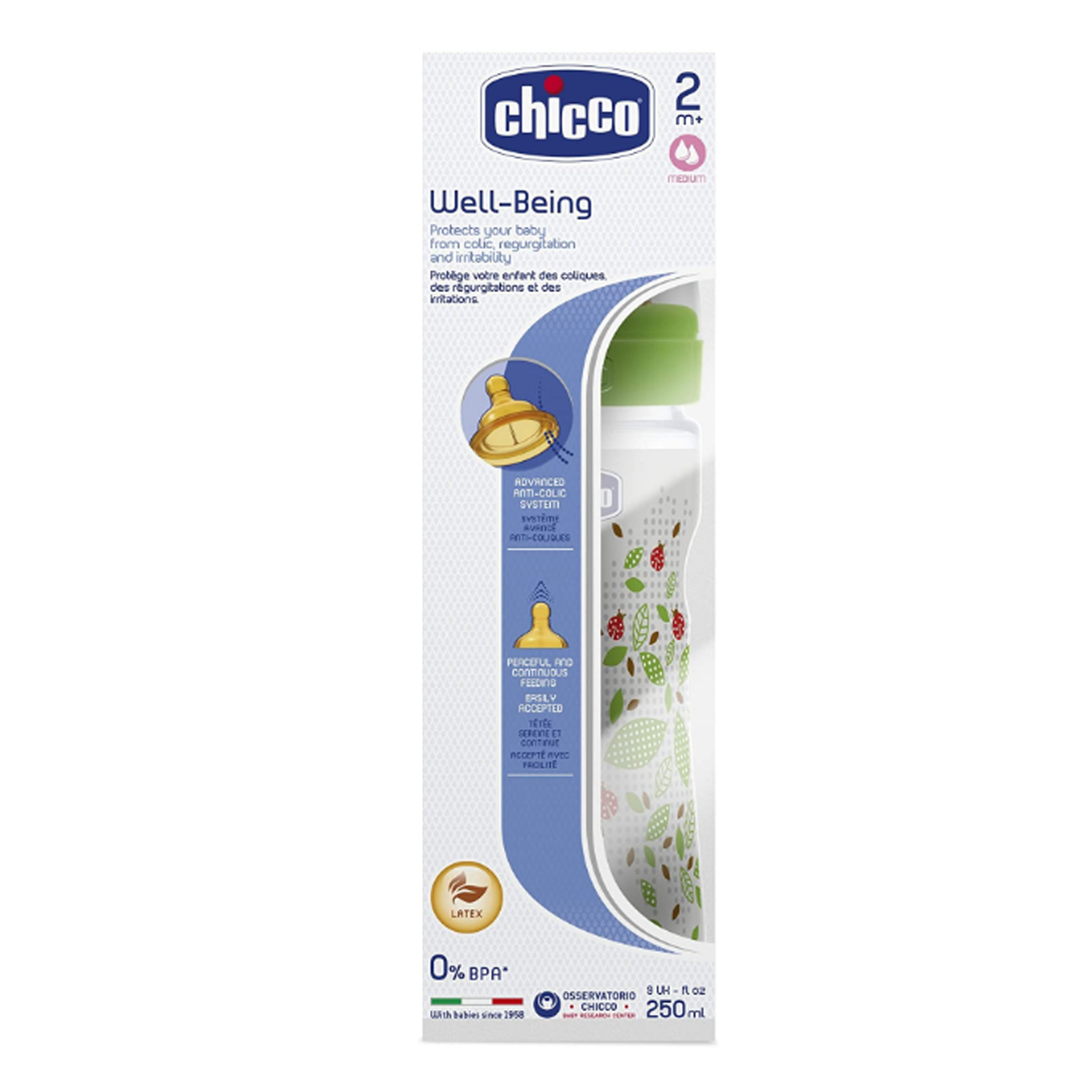 شیشه شیر چیکو مدل ول بینگ کد C20622.3 ظرفیت 250 میلی لیتر