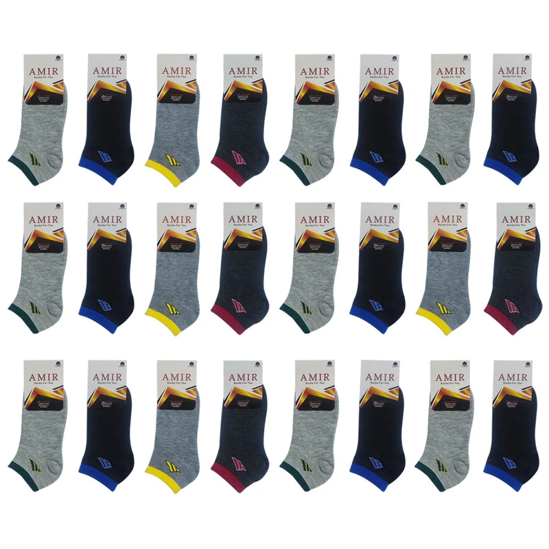 جوراب ساق کوتاه پسرانه مدل A006 بسته 24 عددی